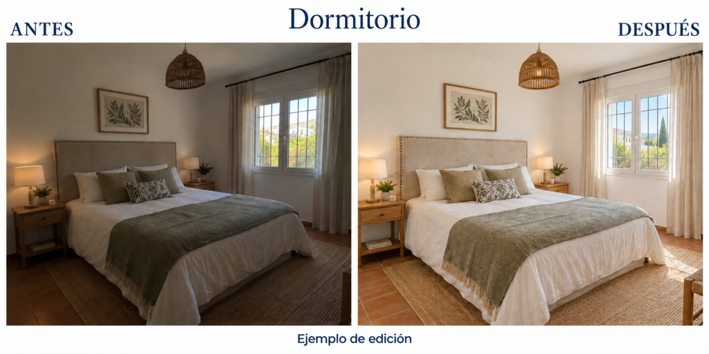Ejemplo de edición: antes y después sobre una escena simulada