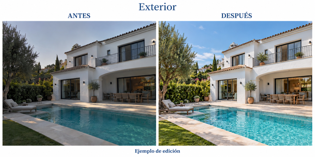 Ejemplo de edición: antes y después sobre una escena simulada